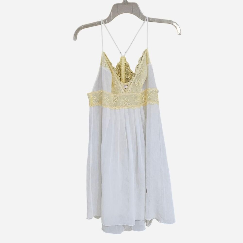 y2k coquette fairy yellow lace white baby doll nightgown